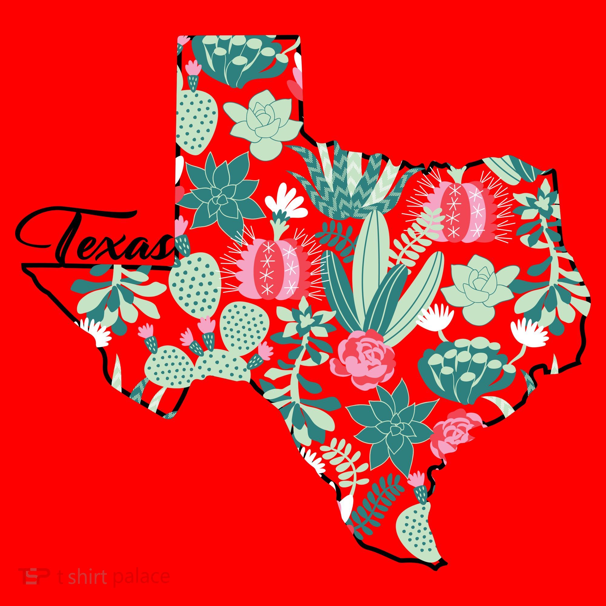 Cute Texas Cactus And Flowers Santa Hat