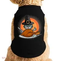 Cute Thanksgiving Happy Kitty Turkey Dinner Doggie Tank thumb 0