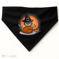 Cute Thanksgiving Happy Kitty Turkey Dinner USA-Made Doggie Bandana thumb 0