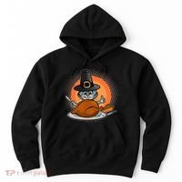 Cute Thanksgiving Happy Kitty Turkey Dinner Hoodie thumb 0