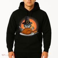 Cute Thanksgiving Happy Kitty Turkey Dinner Hoodie thumb 2
