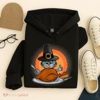 Cute Thanksgiving Happy Kitty Turkey Dinner Hoodie thumb 4