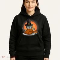 Cute Thanksgiving Happy Kitty Turkey Dinner Hoodie thumb 5