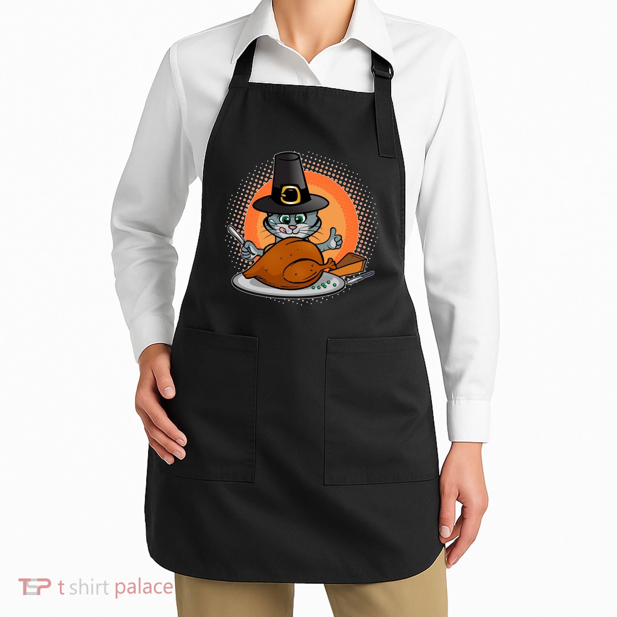 Cute Thanksgiving Happy Kitty Turkey Dinner Apron