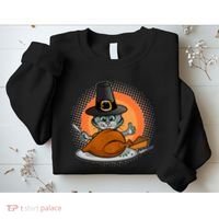 Cute Thanksgiving Happy Kitty Turkey Dinner Sweatshirt thumb 2