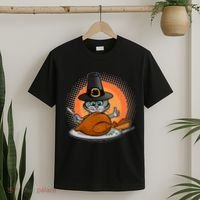 Cute Thanksgiving Happy Kitty Turkey Dinner T-Shirt thumb 2