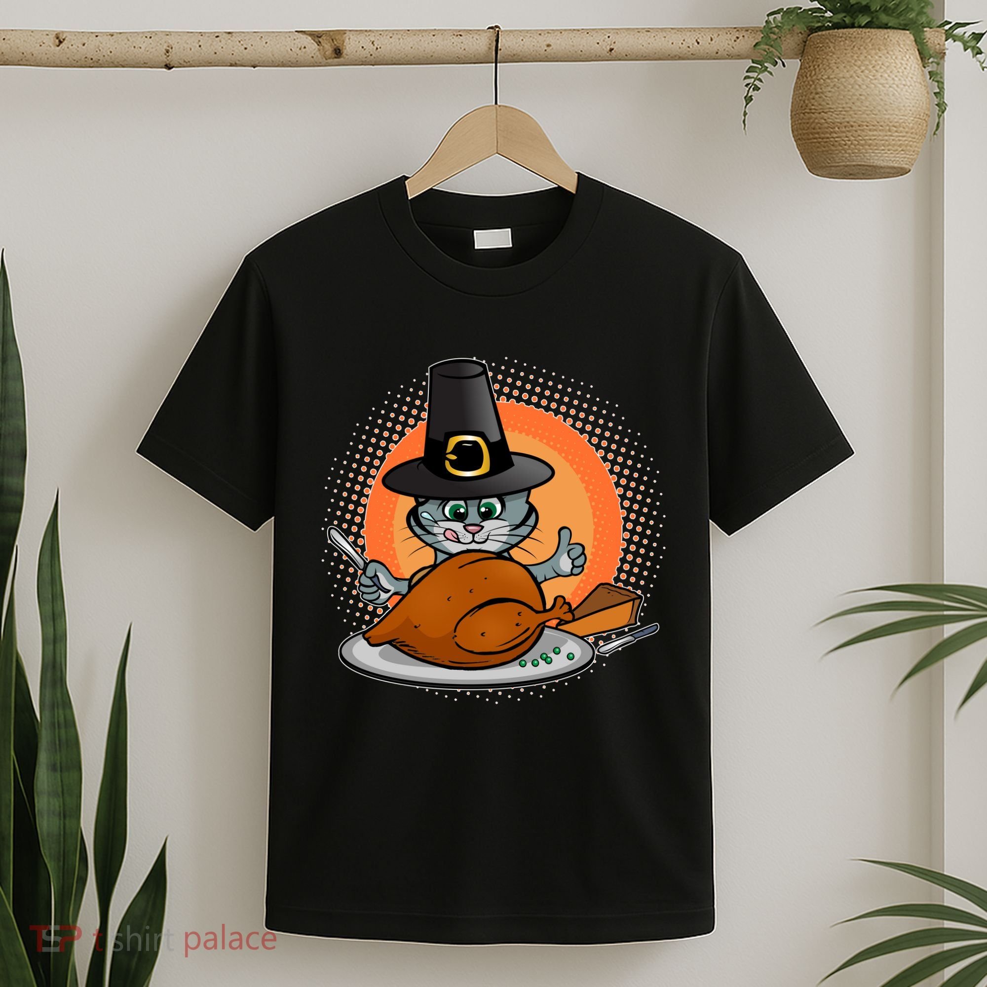 Cute Thanksgiving Happy Kitty Turkey Dinner T-Shirt