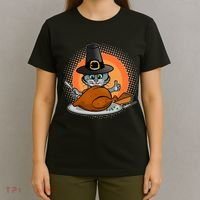Cute Thanksgiving Happy Kitty Turkey Dinner T-Shirt thumb 4