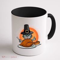 Cute Thanksgiving Happy Kitty Turkey Dinner Coffee Mug thumb 1