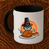 Cute Thanksgiving Happy Kitty Turkey Dinner Coffee Mug thumb 2