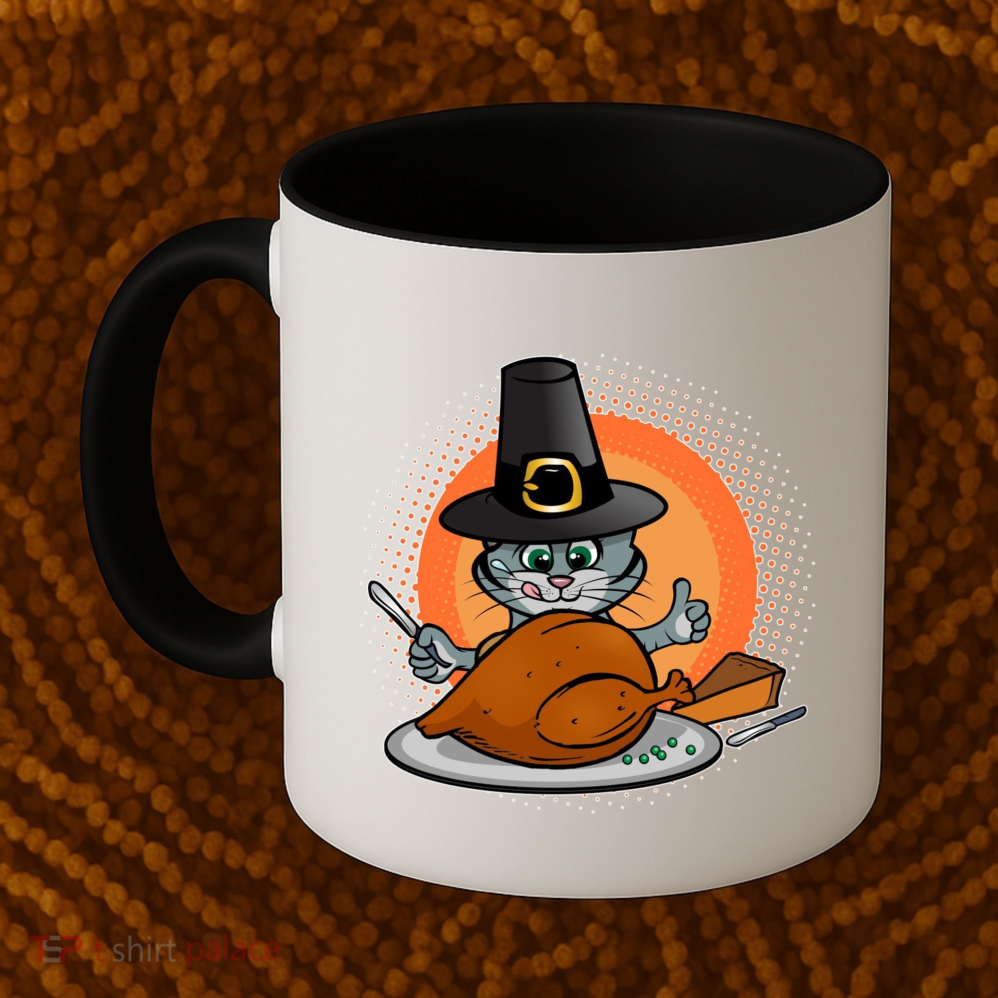 Cute Thanksgiving Happy Kitty Turkey Dinner Coffee Mug