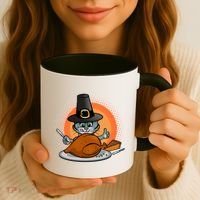 Cute Thanksgiving Happy Kitty Turkey Dinner Coffee Mug thumb 3