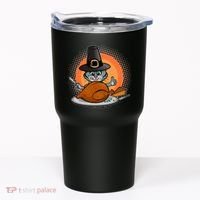 Cute Thanksgiving Happy Kitty Turkey Dinner Tumbler thumb 0