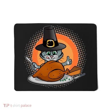 Cute Thanksgiving Happy Kitty Turkey Dinner Mousepad