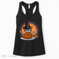 Cute Thanksgiving Happy Kitty Turkey Dinner Women's Tank Top thumb 0