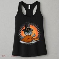 Cute Thanksgiving Happy Kitty Turkey Dinner Women's Tank Top thumb 3