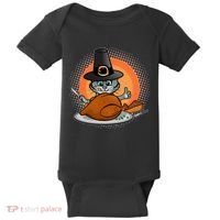 Cute Thanksgiving Happy Kitty Turkey Dinner Baby Bodysuit thumb 0