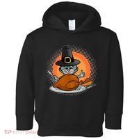 Cute Thanksgiving Happy Kitty Turkey Dinner Toddler Hoodie thumb 0