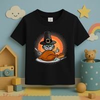 Cute Thanksgiving Happy Kitty Turkey Dinner Toddler T-Shirt thumb 3