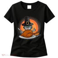 Cute Thanksgiving Happy Kitty Turkey Dinner Women's T-Shirt thumb 0