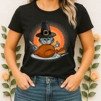 Cute Thanksgiving Happy Kitty Turkey Dinner Women's T-Shirt thumb 2