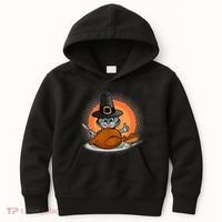 Cute Thanksgiving Happy Kitty Turkey Dinner Kids Hoodie thumb 0
