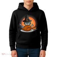 Cute Thanksgiving Happy Kitty Turkey Dinner Kids Hoodie thumb 4