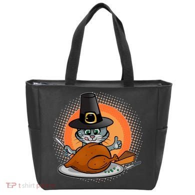 Cute Thanksgiving Happy Kitty Turkey Dinner Tote Bag