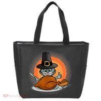 Cute Thanksgiving Happy Kitty Turkey Dinner Tote Bag thumb 0