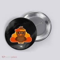 Cute Thanksgiving Little Turkey Girl Button thumb 0