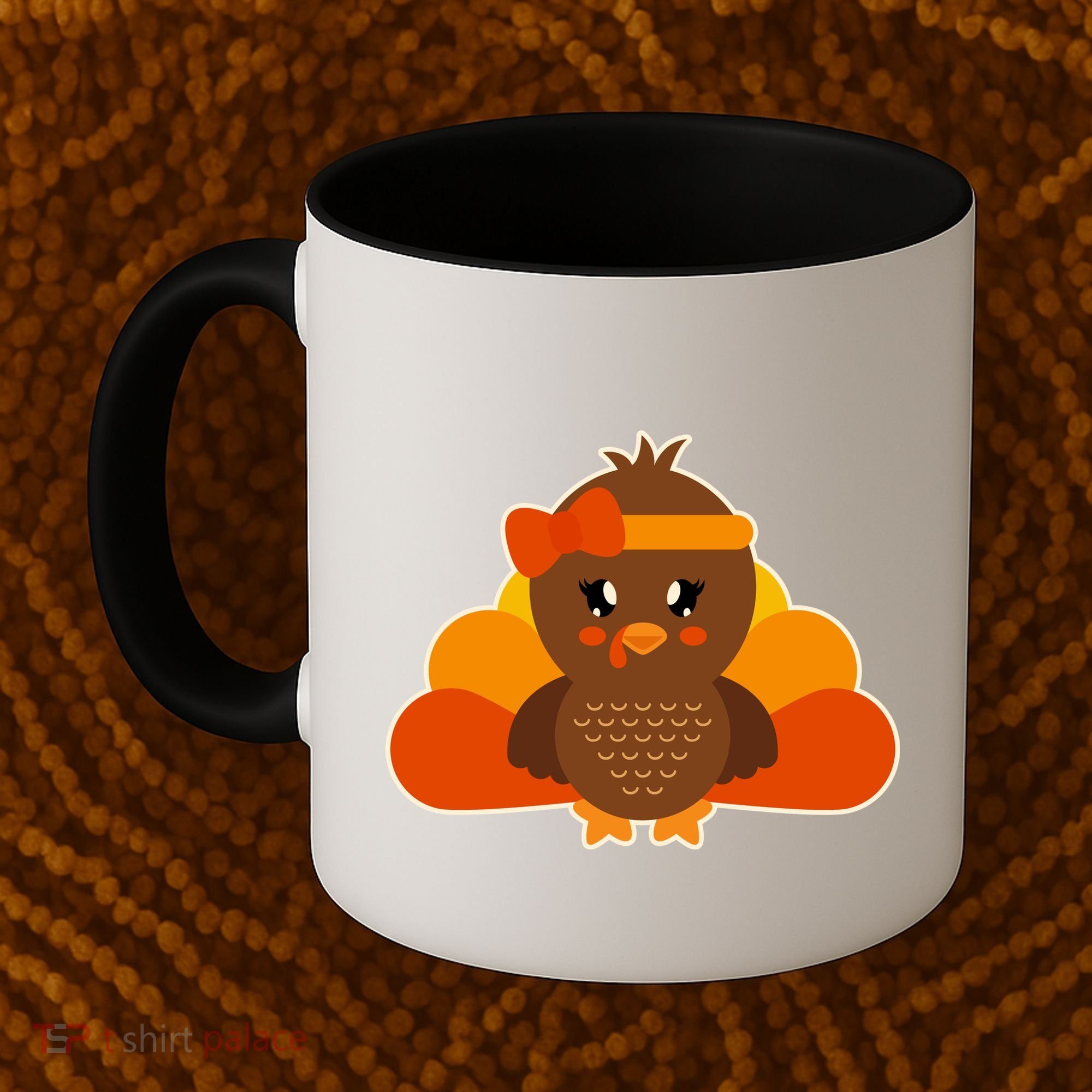 Cute Thanksgiving Little Turkey Girl Coffee Mug