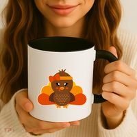 Cute Thanksgiving Little Turkey Girl Coffee Mug thumb 3