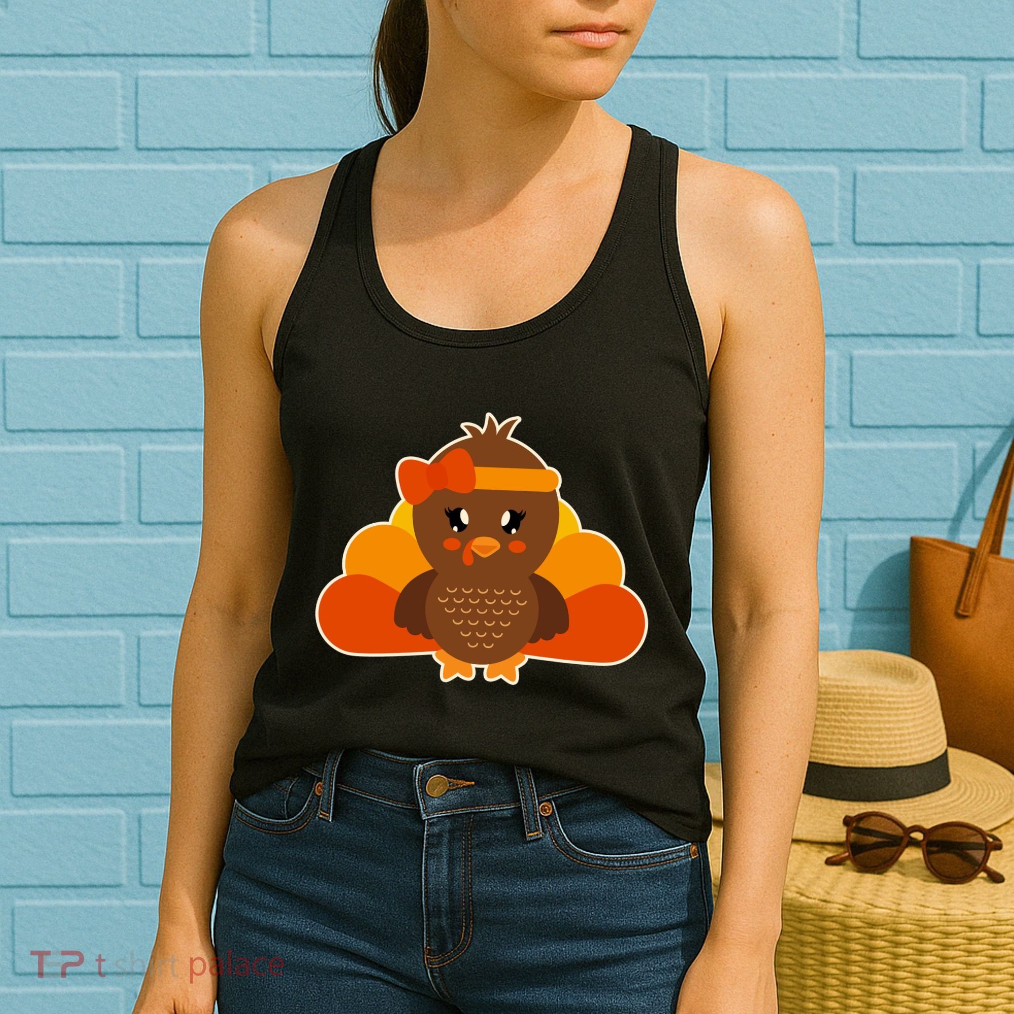 Cute Thanksgiving Little Turkey Girl Women's Tank Top