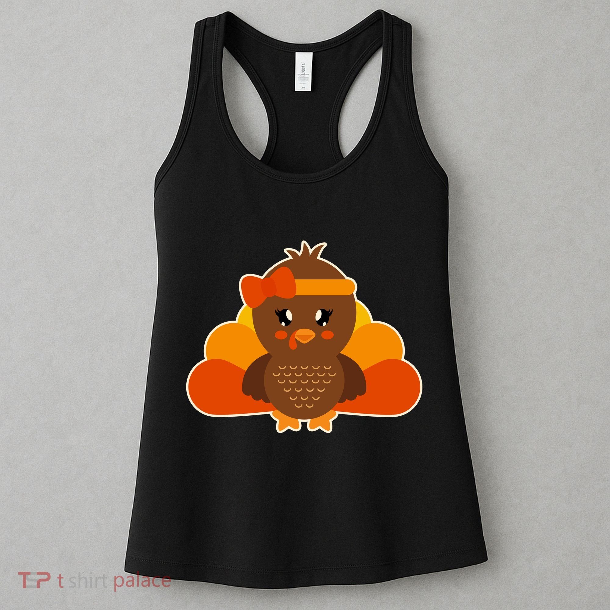 Cute Thanksgiving Little Turkey Girl Women's Tank Top