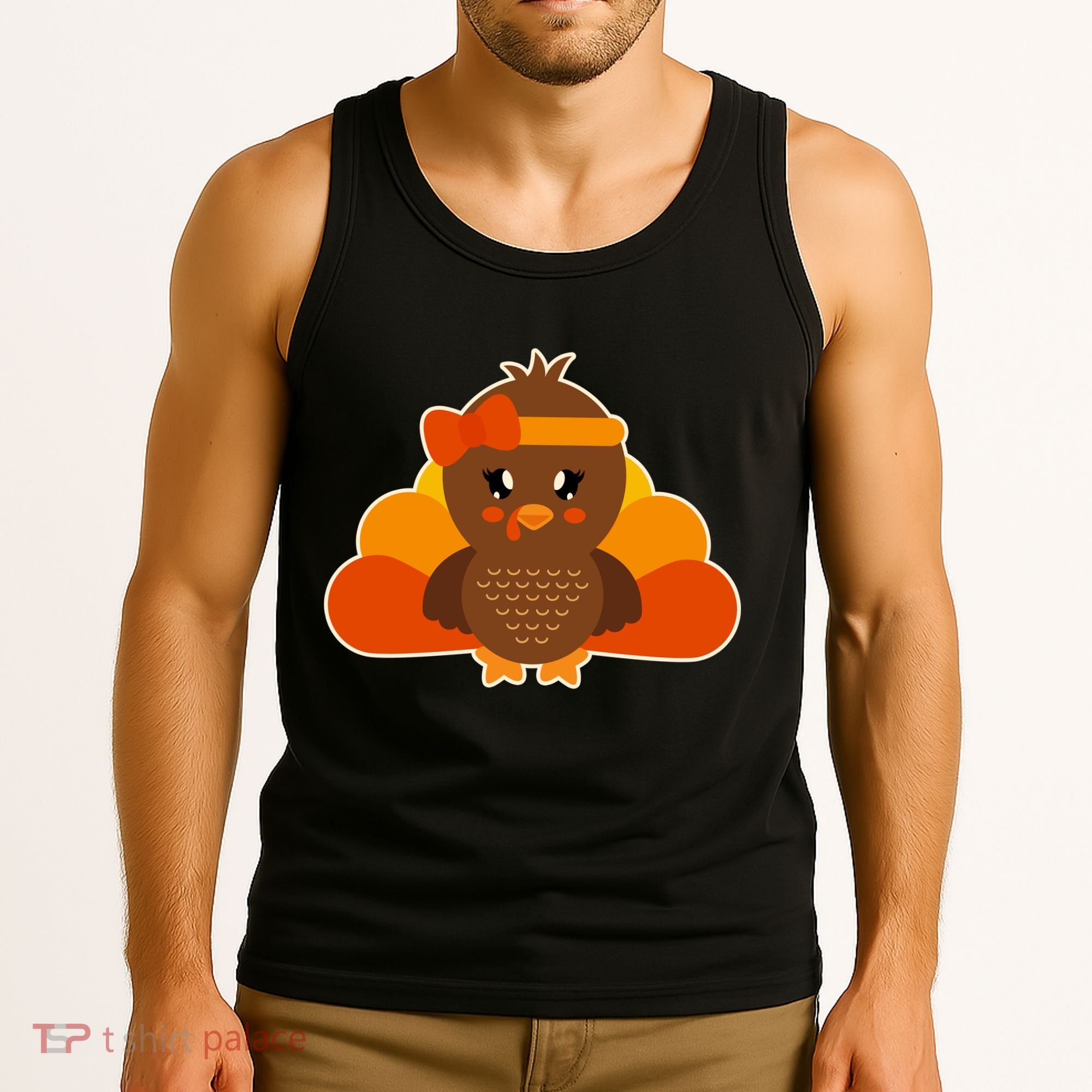 Cute Thanksgiving Little Turkey Girl Tank Top