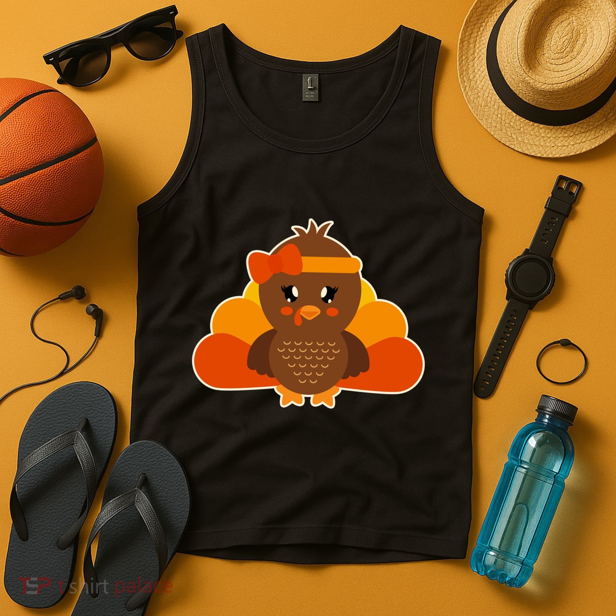 Cute Thanksgiving Little Turkey Girl Tank Top