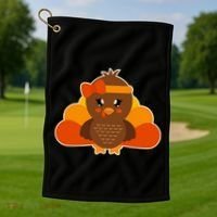 Cute Thanksgiving Little Turkey Girl Golf Towel thumb 1