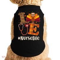 Cute Thanksgiving #NurseLife Fall Patterns Nurse Turkey Doggie Tank thumb 0