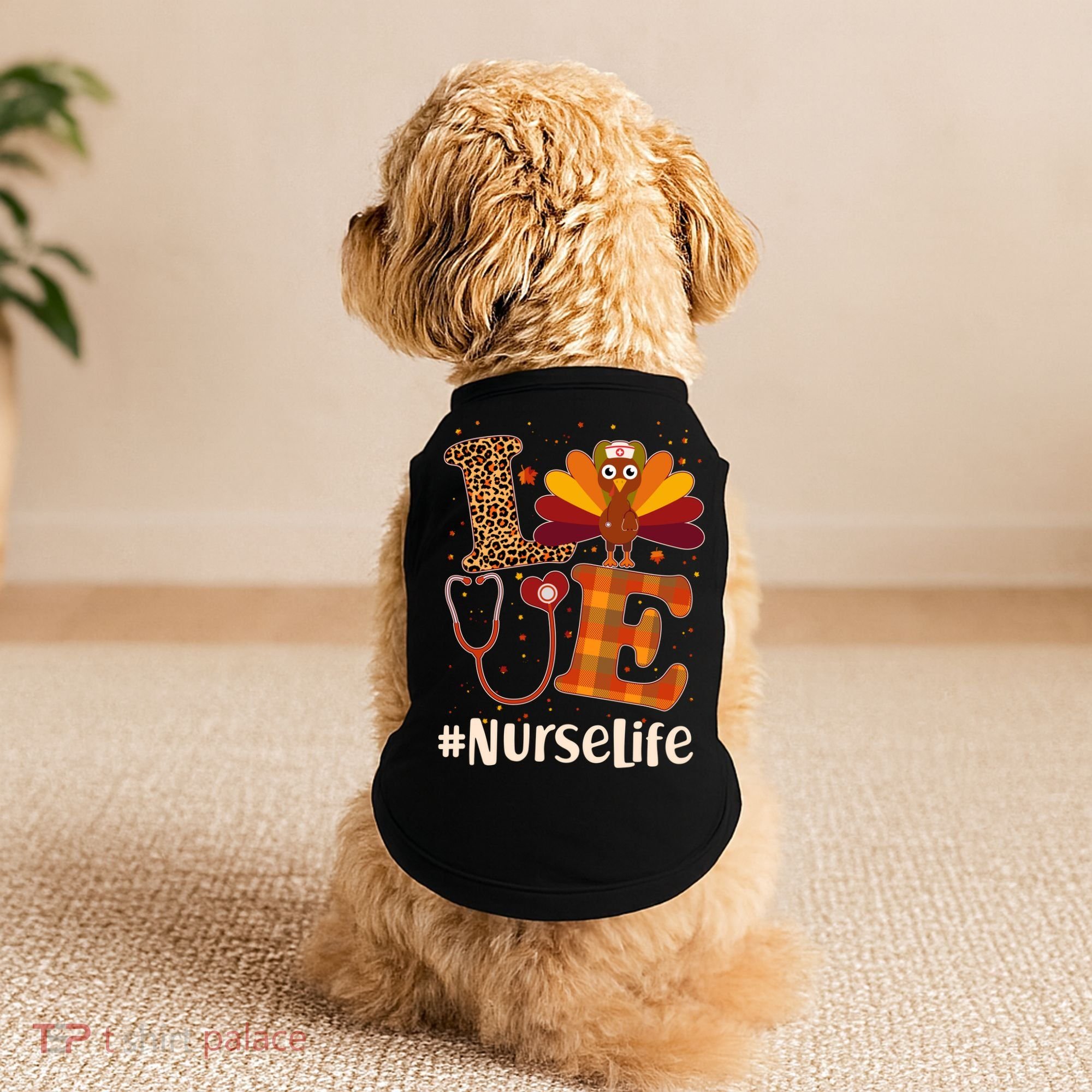 Cute Thanksgiving #NurseLife Fall Patterns Nurse Turkey Doggie Tank