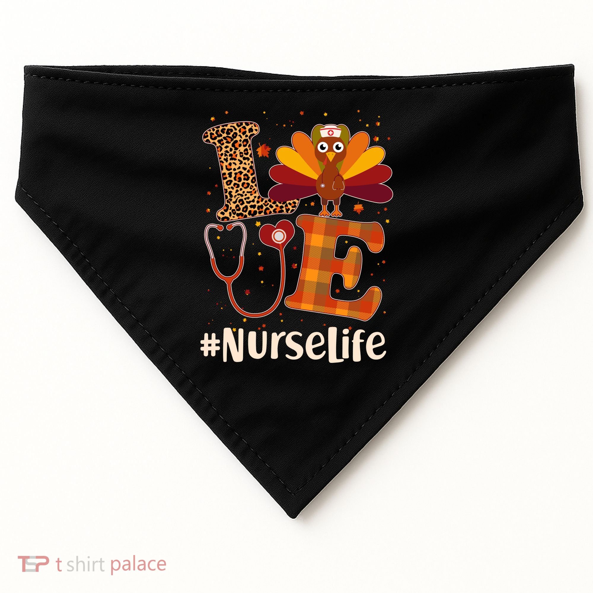 Cute Thanksgiving #NurseLife Fall Patterns Nurse Turkey USA-Made Doggie Bandana