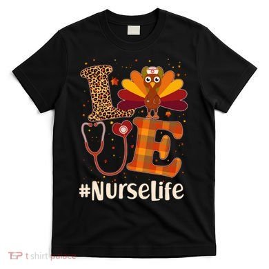 Cute Thanksgiving #NurseLife Fall Patterns Nurse Turkey T-Shirt