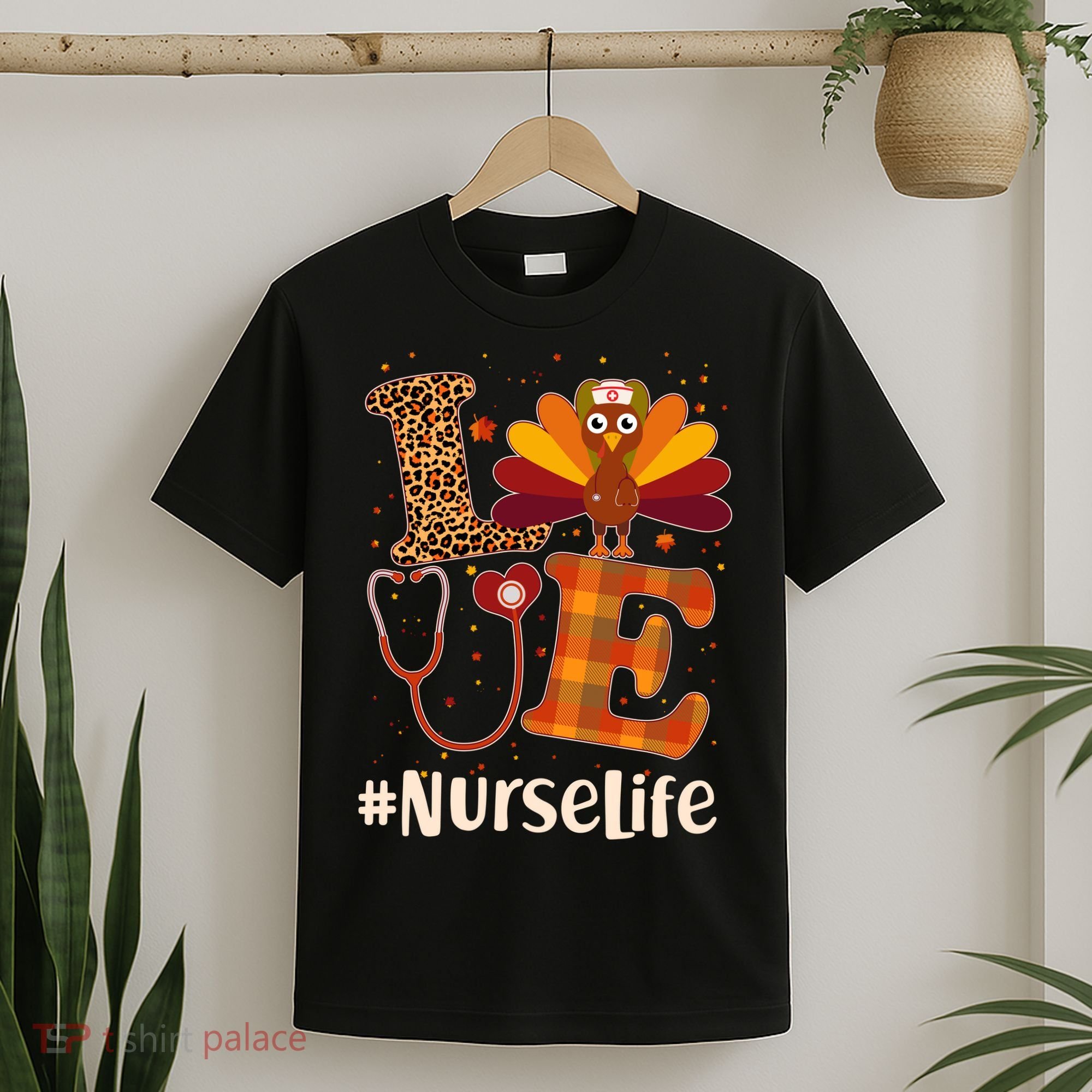 Cute Thanksgiving #NurseLife Fall Patterns Nurse Turkey T-Shirt