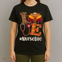 Cute Thanksgiving #NurseLife Fall Patterns Nurse Turkey T-Shirt thumb 4