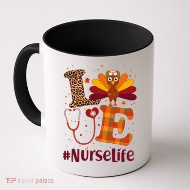 Cute Thanksgiving #NurseLife Fall Patterns Nurse Turkey Coffee Mug