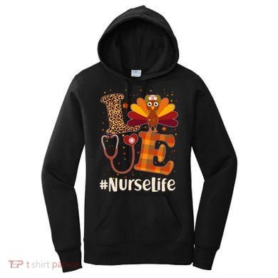 Cute Thanksgiving #NurseLife Fall Patterns Nurse Turkey Women's Hoodie