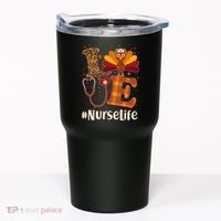Cute Thanksgiving #NurseLife Fall Patterns Nurse Turkey Tumbler thumb 0