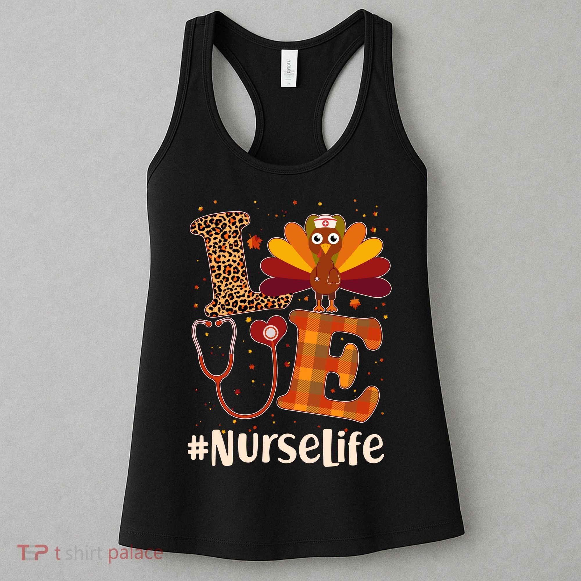 Cute Thanksgiving #NurseLife Fall Patterns Nurse Turkey Women's Tank Top