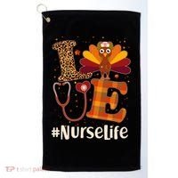 Cute Thanksgiving #NurseLife Fall Patterns Nurse Turkey Golf Towel thumb 0