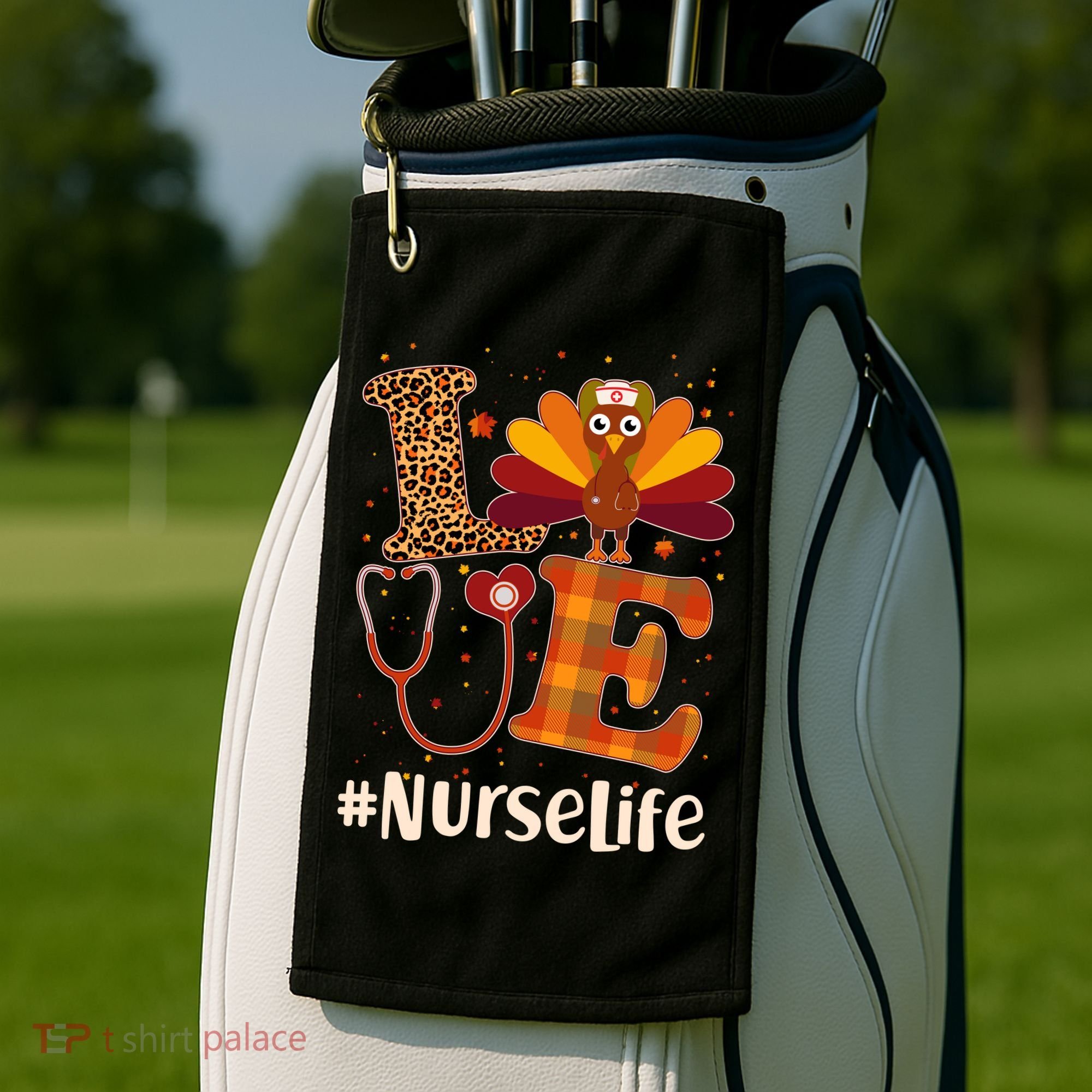 Cute Thanksgiving #NurseLife Fall Patterns Nurse Turkey Golf Towel