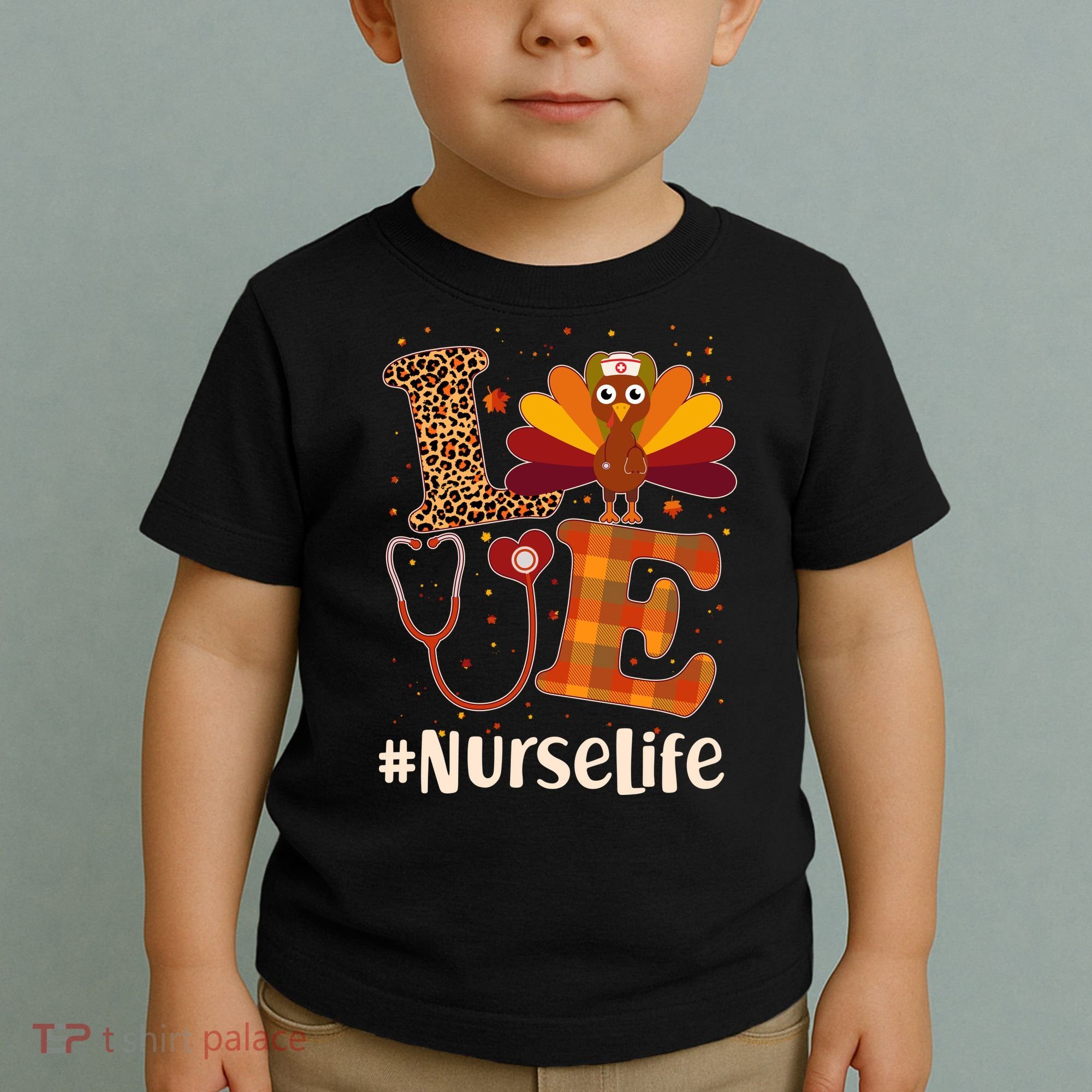 Cute Thanksgiving #NurseLife Fall Patterns Nurse Turkey Toddler T-Shirt